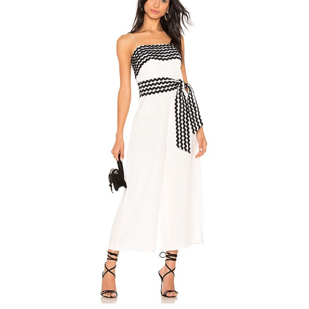 C/MEO Collective white with black detailing linen jumpsuit